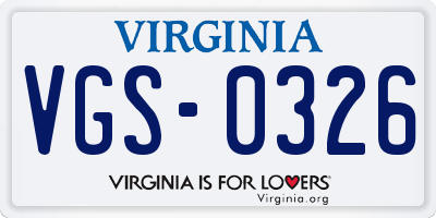 VA license plate VGS0326