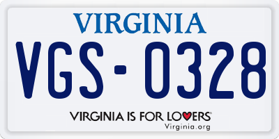 VA license plate VGS0328