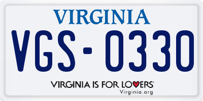VA license plate VGS0330