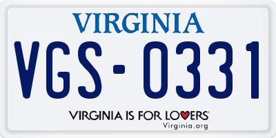 VA license plate VGS0331