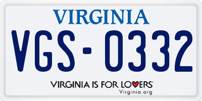 VA license plate VGS0332