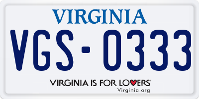 VA license plate VGS0333