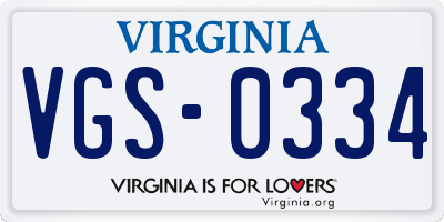 VA license plate VGS0334