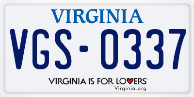 VA license plate VGS0337