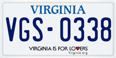 VA license plate VGS0338