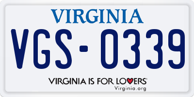 VA license plate VGS0339