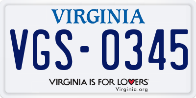 VA license plate VGS0345