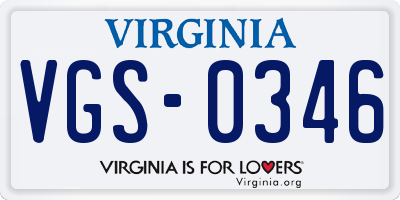 VA license plate VGS0346