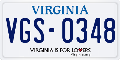 VA license plate VGS0348