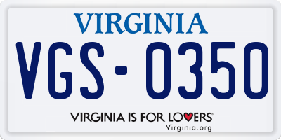 VA license plate VGS0350