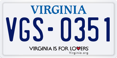 VA license plate VGS0351