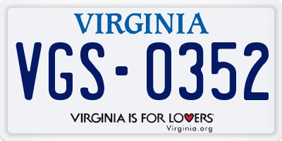 VA license plate VGS0352