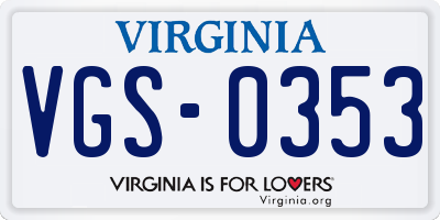 VA license plate VGS0353