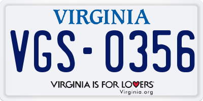 VA license plate VGS0356