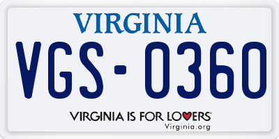 VA license plate VGS0360