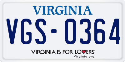 VA license plate VGS0364