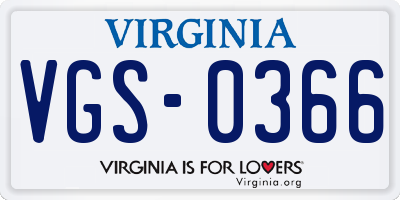 VA license plate VGS0366