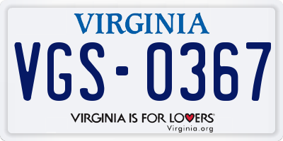 VA license plate VGS0367