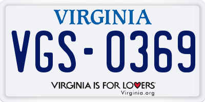VA license plate VGS0369