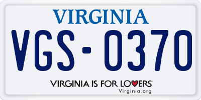VA license plate VGS0370