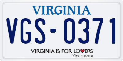 VA license plate VGS0371