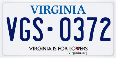 VA license plate VGS0372