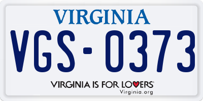 VA license plate VGS0373
