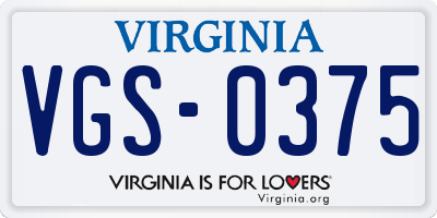 VA license plate VGS0375