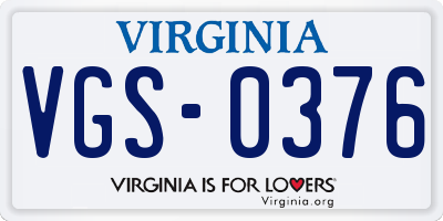 VA license plate VGS0376