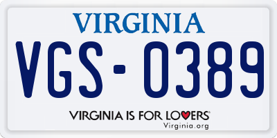 VA license plate VGS0389