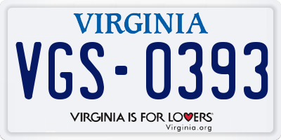 VA license plate VGS0393