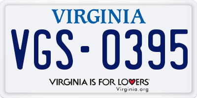 VA license plate VGS0395