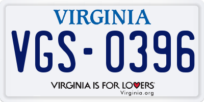 VA license plate VGS0396