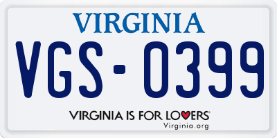 VA license plate VGS0399