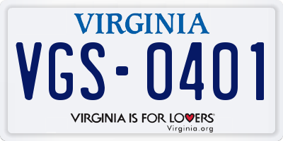 VA license plate VGS0401