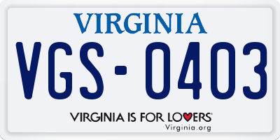 VA license plate VGS0403