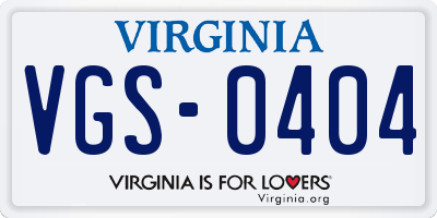 VA license plate VGS0404