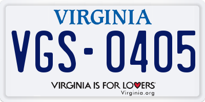 VA license plate VGS0405