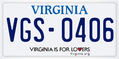 VA license plate VGS0406