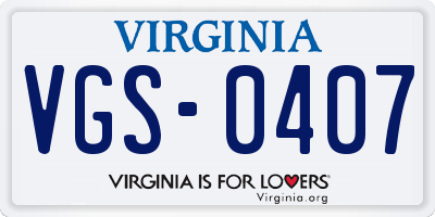 VA license plate VGS0407