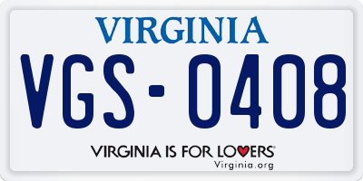 VA license plate VGS0408