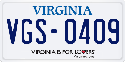 VA license plate VGS0409
