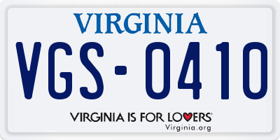 VA license plate VGS0410
