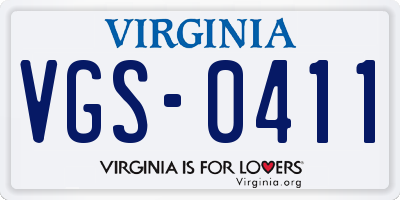 VA license plate VGS0411