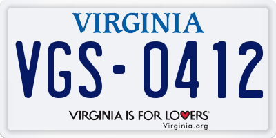 VA license plate VGS0412