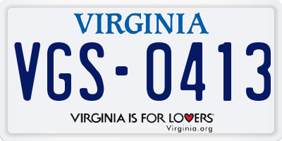 VA license plate VGS0413