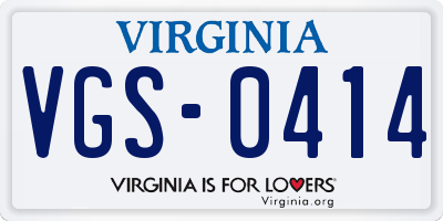 VA license plate VGS0414