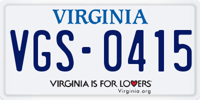 VA license plate VGS0415