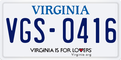 VA license plate VGS0416
