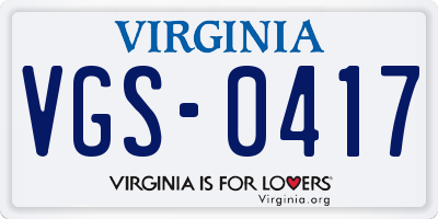 VA license plate VGS0417
